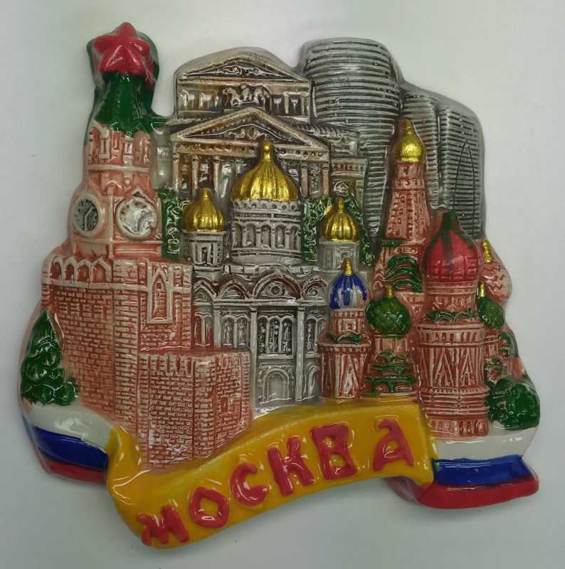 85x85 mm Spasskaya Tower Bolshoy Theatre Moscow City SBC CCS Ceramic Fridge Magnet (by Skazka)