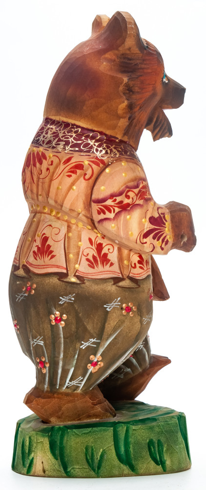 230 mm Bear  hand painted Wooden Statue (by Karpova Nadezda)