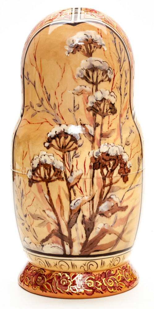 220 mm Winter hand painted on Wooden Matryoshka doll 7 pcs (by Trifinov Studio)