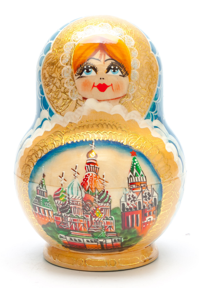 170 mm Moscow Snt Basil Cathedral and Kremlin handpainted Wooden Matryoshka Doll 10 pcs (by Valery Crafts)