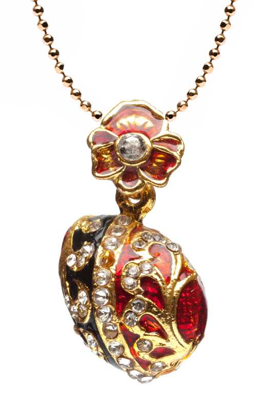 Half Red and Black Egg Pendant