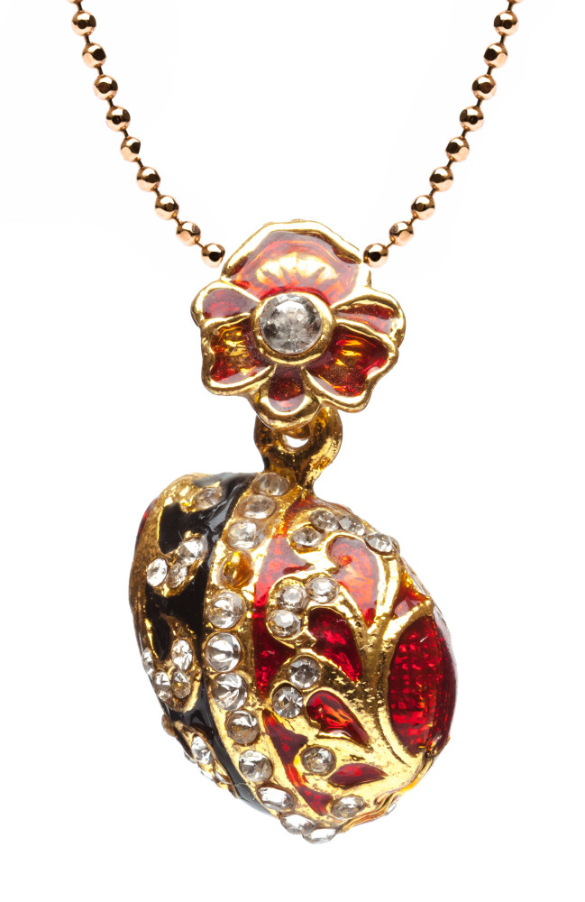 Half Red and Black Egg Pendant