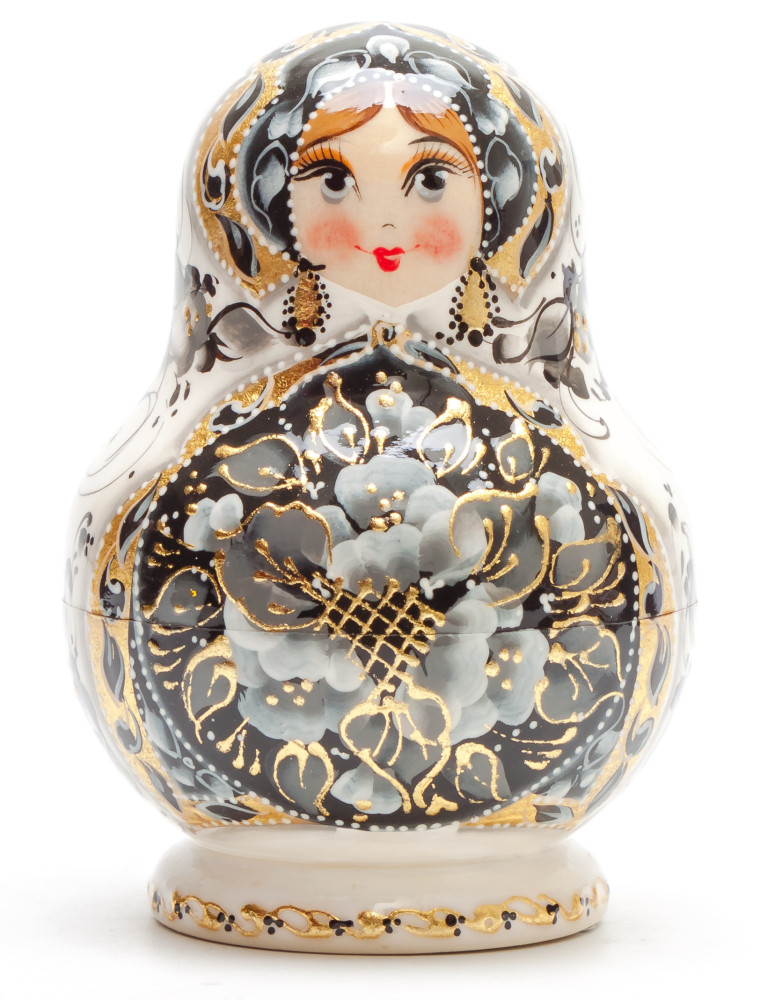 110 mm Zhostovo tall hand painted Russian Matryoshka doll 5 pcs (by A Studio)