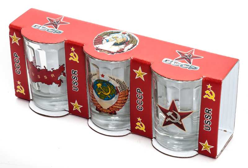 50 ml USSR decal Faceted Shot Glass set of 3 pcs (by AKM)