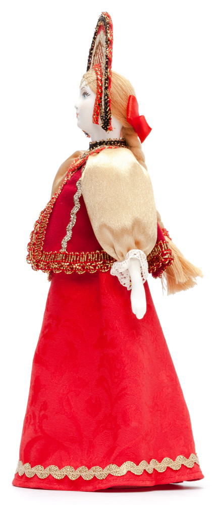 Porcelain Doll in a Russian Dress and Kokoshnik - 11 Inches (by Le Russe)