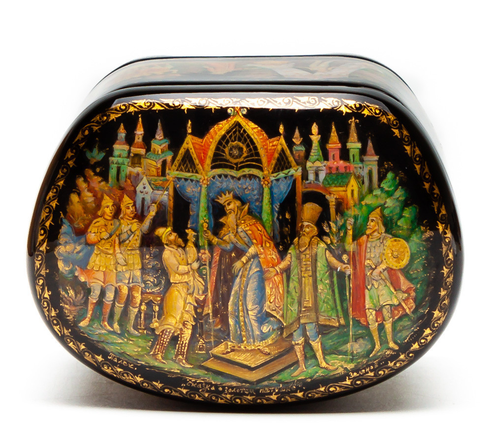 70x50mm The Tale of the Golden Cockerel  hand painted lacquered box from Palekh (by Pavel Studio)