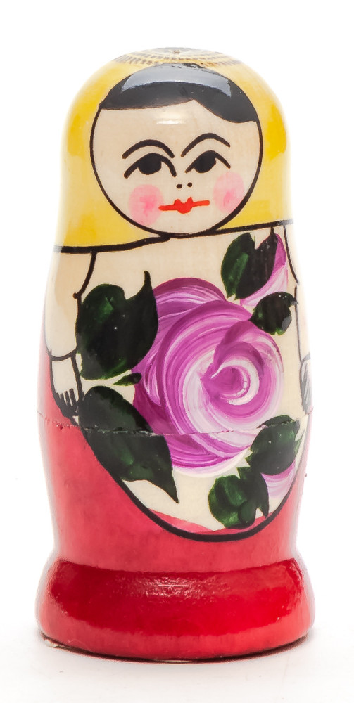 70 mm Yellow Head Semenovskaya handpainted wooden Matryoshka Doll 3 pcs (by Ivan Studio)