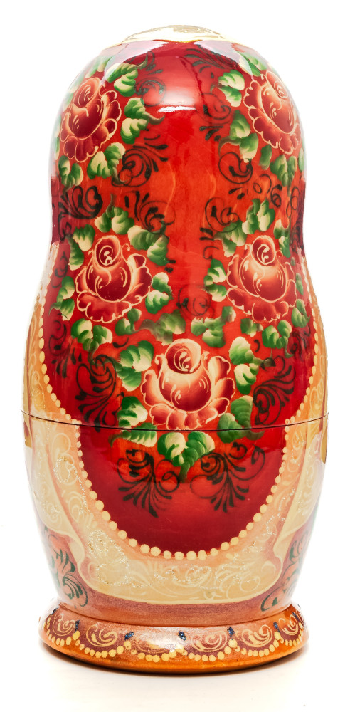 220mm Balalaika Player hand painted Matryoshka round Doll 7pcs (by Golden Cockerel)
