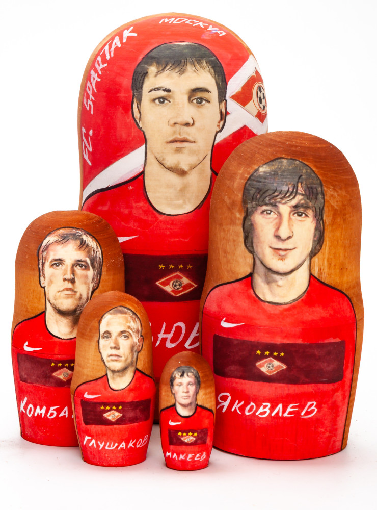 180mm Artyom Dzyuba from Spartak Moscow Hand Painted Matryoshka Doll 5 pcs (by Konstantin Studio)