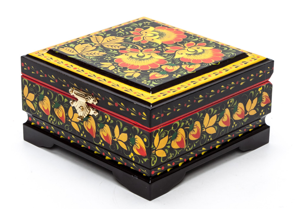120x115 mm Khokhloma Painting Jewellery Wooden Box