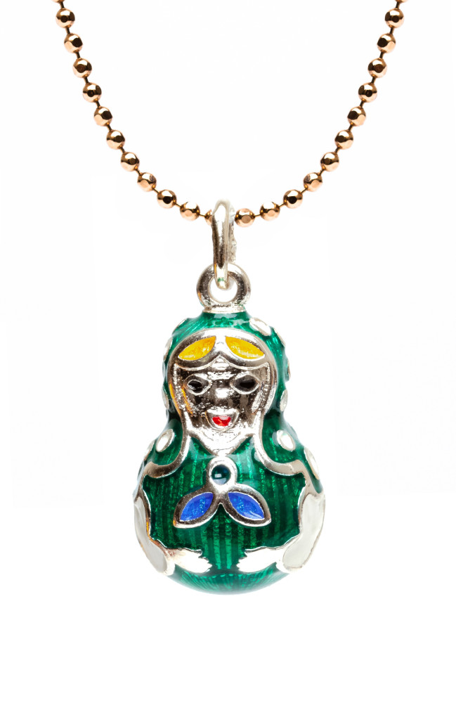 Matryoshka Enamel Egg Pendant