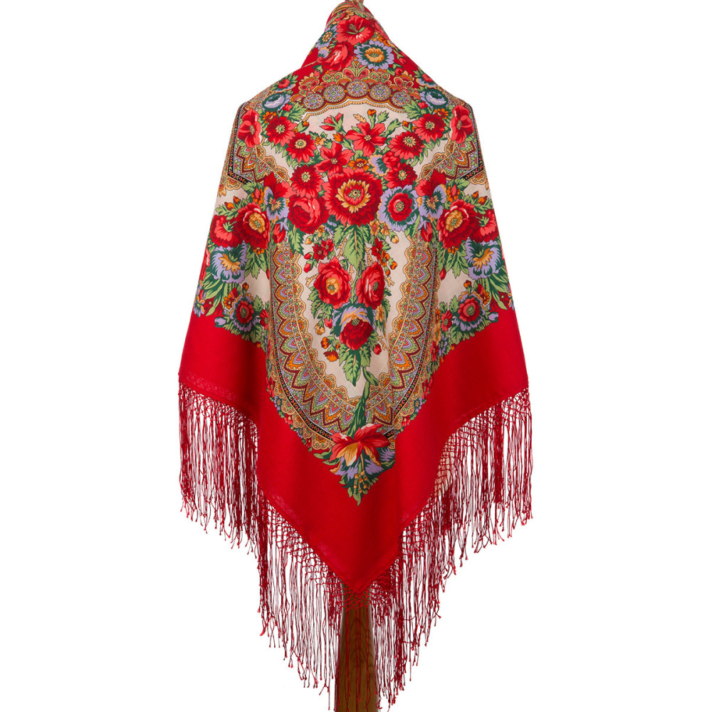 Shop Thick Woolen Fabric Shawls with Silk Fringe 148x148 cm Шаль «Подкова» online at Skazka.site | Eligible for fast shipping and free returns. Шаль «Подкова»