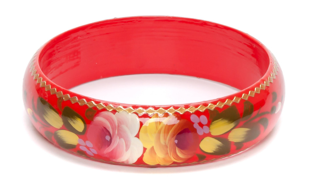 80x20 mm Zhostovo Hand Painted Bracelet (by Lada Workshop)