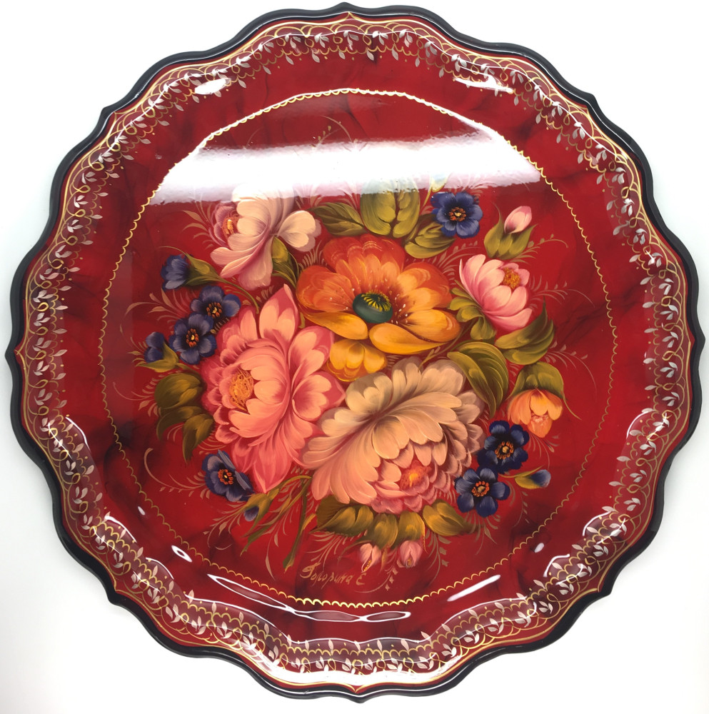 Zhostovo Hand Painted Metal Tray