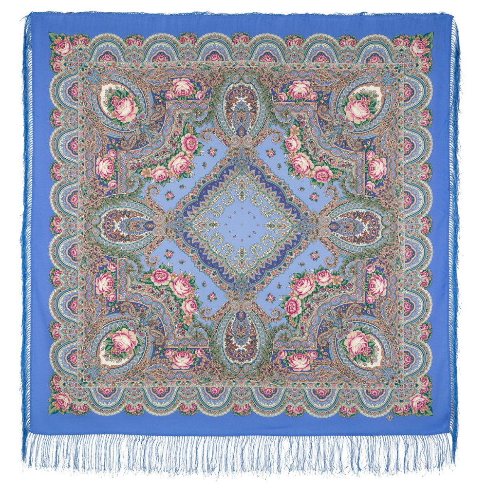 Shop Double-Thread Woolen Yarn Scarves with Silk Fringe 135x135 cm Платок «Русское раздолье» online at Skazka.site | Eligible for fast shipping and free returns. Платок «Русское раздолье»