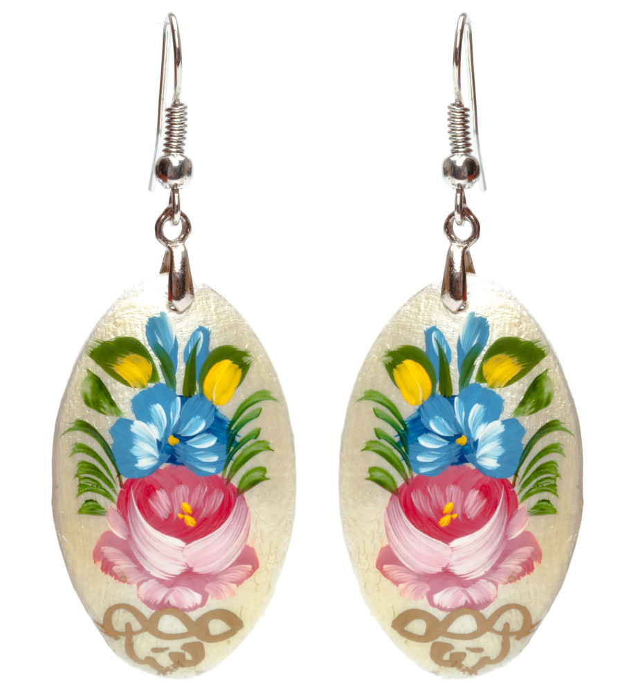 20x35mm Zhostovo wooden Earrings (by Lada Workshop)