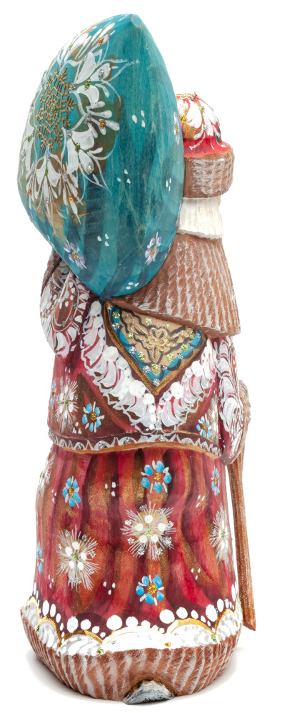 220 mm Santa Claus With a Staff And a Bag of Gifts (by Igor Carved Wooden Figures Studio)