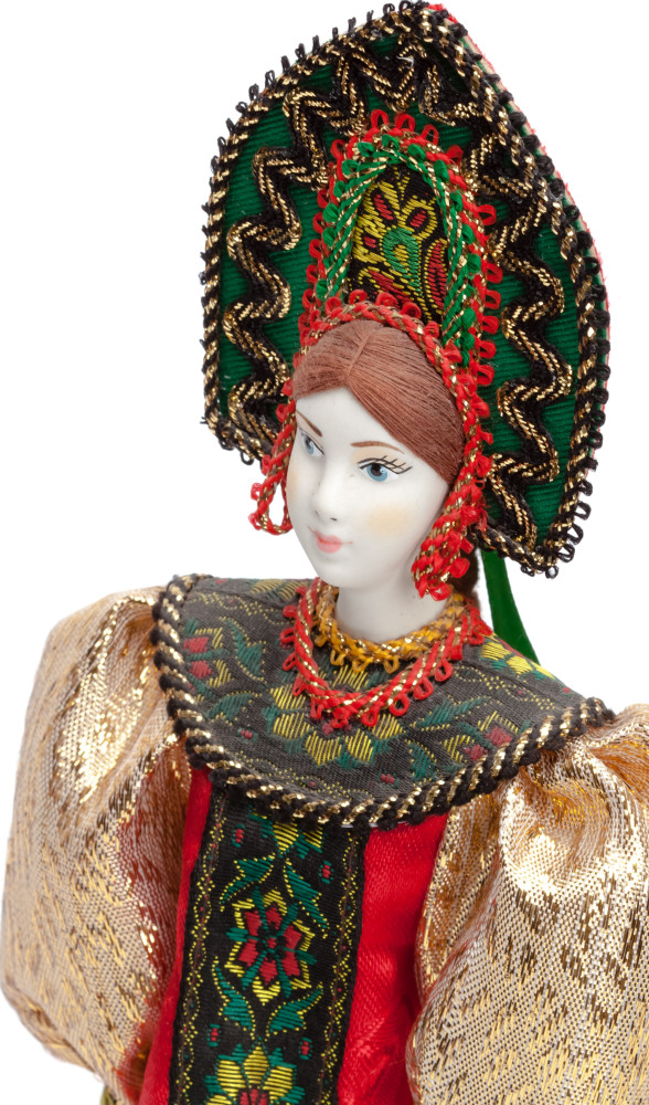 Porcelain Doll in a Russian Dress and Kokoshnik - 11 Inches (by Le Russe)