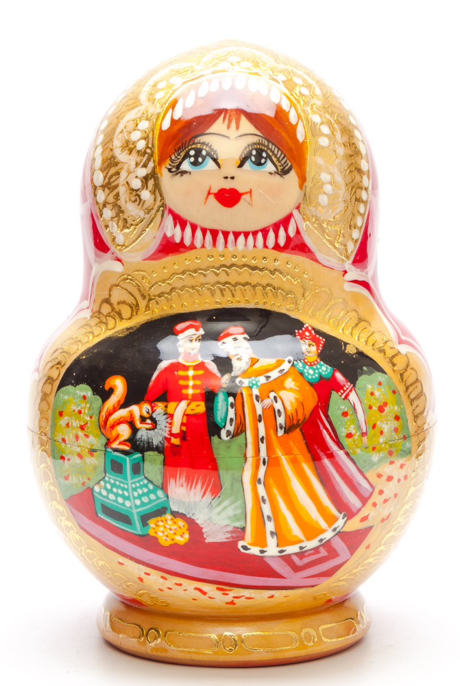 Shop Exclusive Nesting Dolls 160 mm The Tale of Tsar Saltan handpainted Wooden Matryoshka round Doll 5 pcs (by Valery Crafts) online at Skazka.site | Eligible for fast shipping and free returns. 160 mm The Tale of Tsar Saltan handpainted Wooden Matryoshka round Doll 5 pcs (by Valery Crafts)