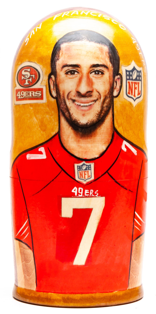 180mm Kaepernick from San Francisco 49ers Hand Painted Matryoshka Doll 5 pcs (by Konstantin Studio)