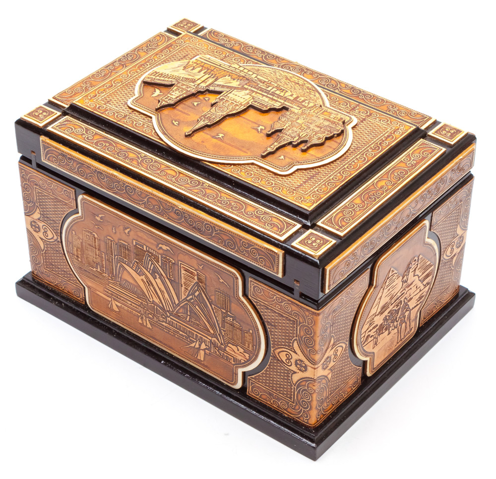 190x140 mm Moscow Kremlin hand made Birchbark Jewelry Box (by Maxim Birch)