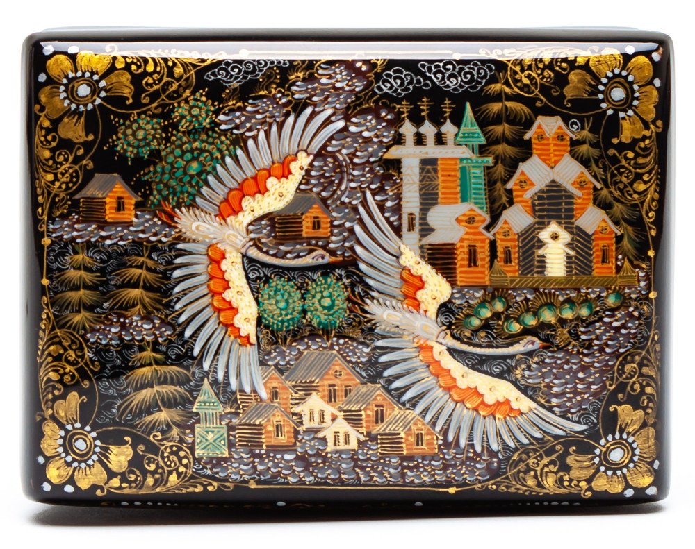 100x70mm Russian North Hand Painted Jewellery Box (by Sadko Workshop)