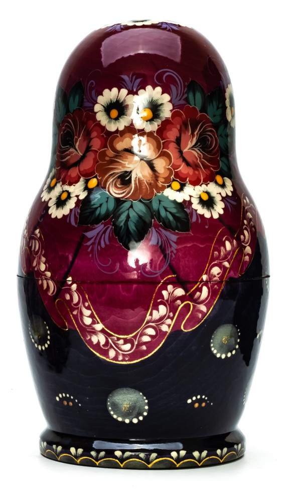 190mm Russian Troika hand painted Matryoshka doll 5pcs
