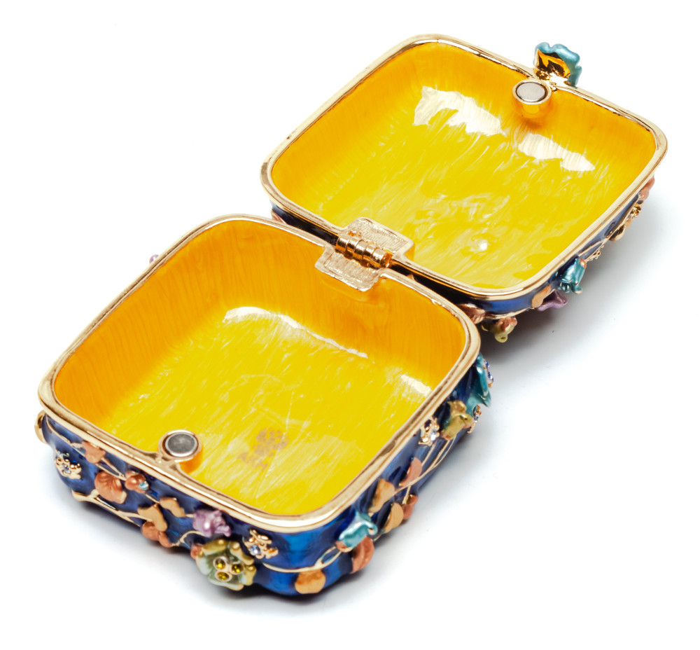 40 mm Flowers Blue Jewellery Box