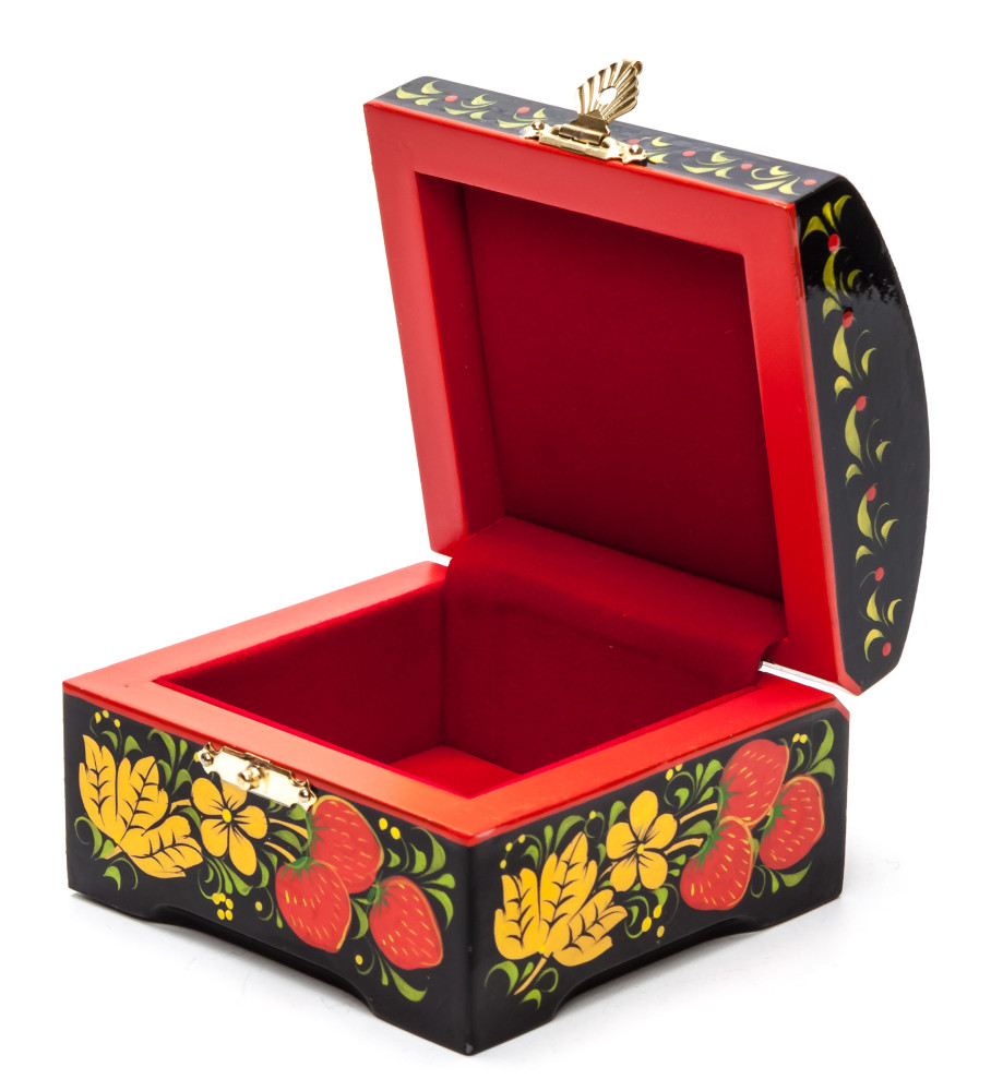 90x90 mm Khokhloma Painting Jewellery Wooden Box