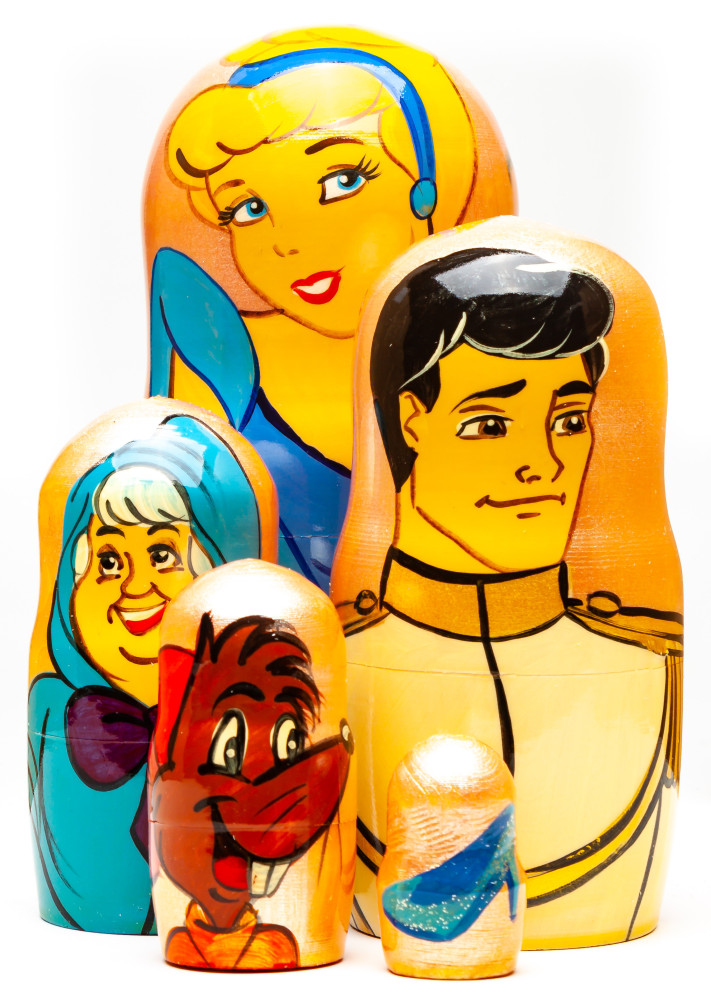 180mm Cinderella Hand Painted Matryoshka Doll 5 pcs (by Konstantin Studio)