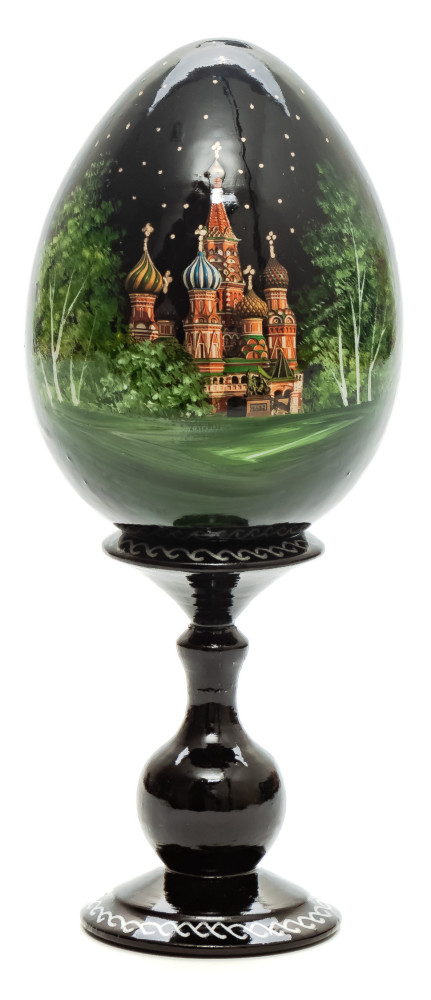 160 mm Saint Basil Cathedral in Summer wooden Egg on stand