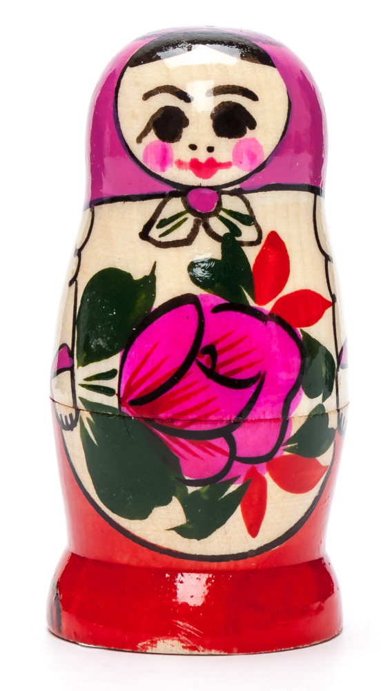 70 mm Pink Head Semenovskaya handpainted wooden Russian Matryoshka Doll 3 pcs (by Ivan Studio)