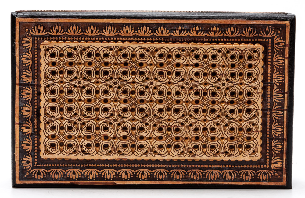 100x155 mm Siberian Patterns hand made Birchbark Jewelry Box (by Maxim Birch)