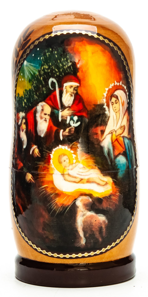 110mm The Nativity of Jesus hand painted on wooden Matryoshka doll 5 pcs (by 3A Studio)