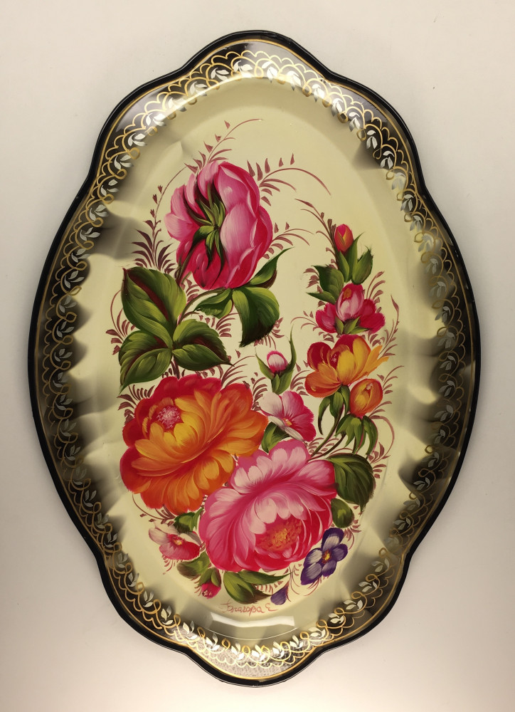 Zhostovo Hand Painted Metal Tray