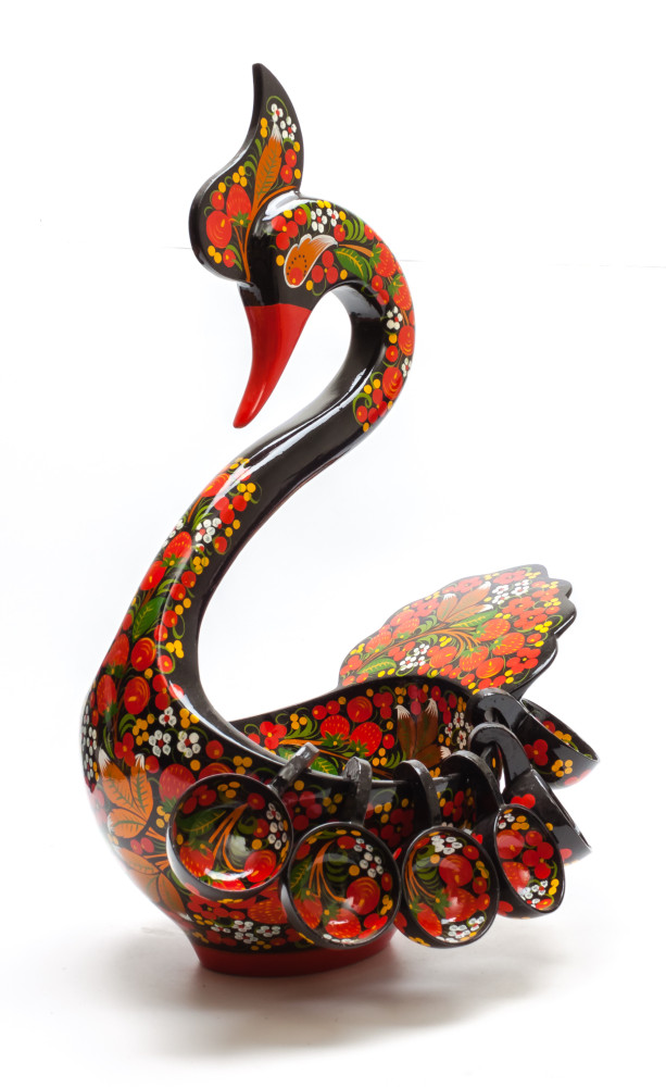 180x280 mm Duck Khokhloma hand painted wooden Ladle for Wine with small Ladles