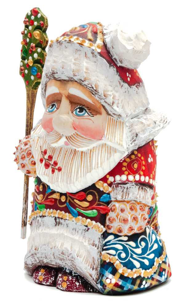 110 mm Santa Claus in a Magic Cap hand carved and painted wooden statue (by Natalia Workshop)