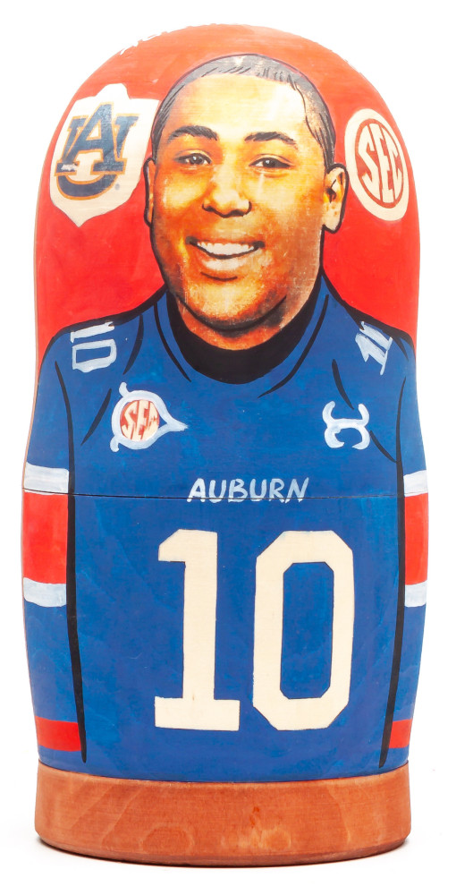 180mm Kiehl Frazier from Auburn Tigers Hand Painted Matryoshka Doll 5 pcs (by Konstantin Studio)