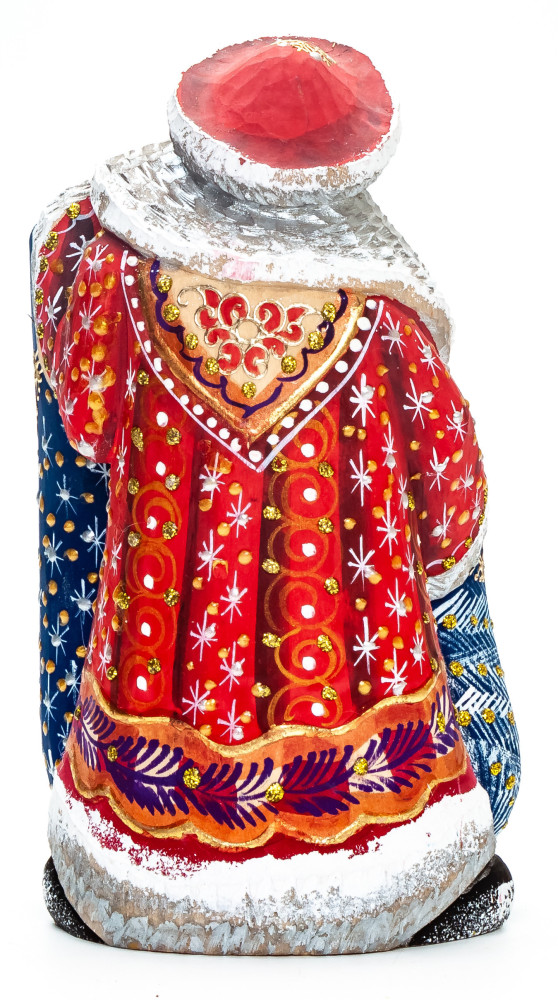 150 mm Santa with a Bag handpainted Wooden Carved Statue (by Natalia Nikitina Workshop)