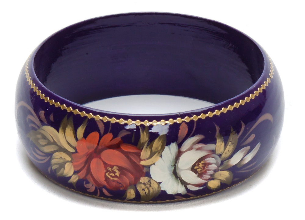  80x31 mm Zhostovo Hand Painted Bracelet (by Lada Workshop)
