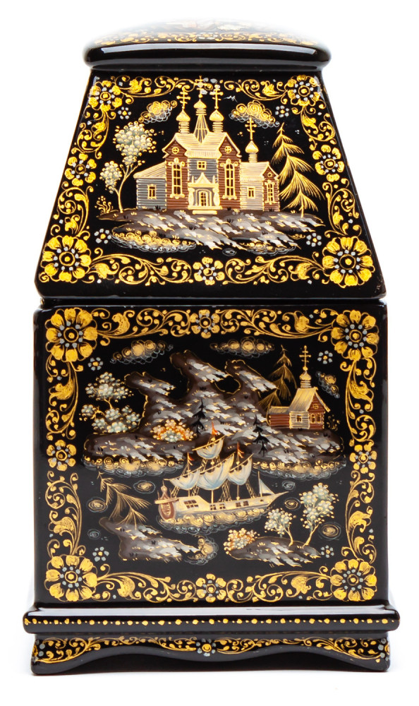 80x60mm Russian North Hand Painted Jewellery Box (by Sadko Workshop)