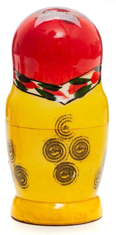 105 mm Red Head Semenovskaya handpainted wooden Matryoshka Doll 5 pcs (by Ivan Studio)
