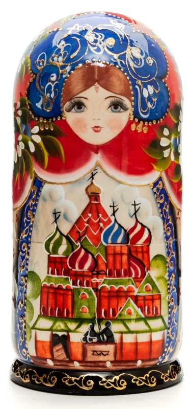 220 mm Moscow Saint Basil Cathedral handpainted Wooden Matryoshka Doll 7 pcs (by Sheherazade)