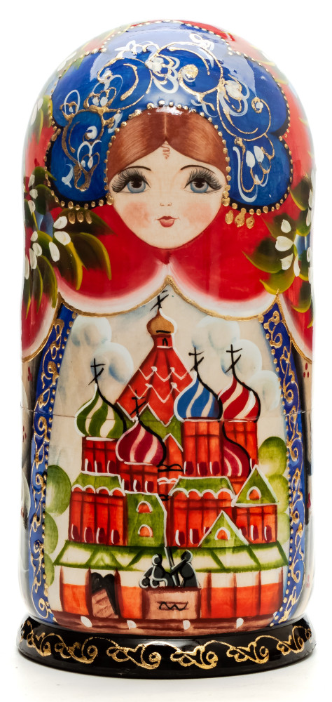220 mm Moscow Saint Basil Cathedral handpainted Wooden Matryoshka Doll 7 pcs (by Sheherazade)