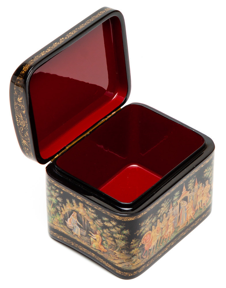 100x80mm The Sleepin Beauty hand painted lacquered box from Palekh (by Pavel Studio)