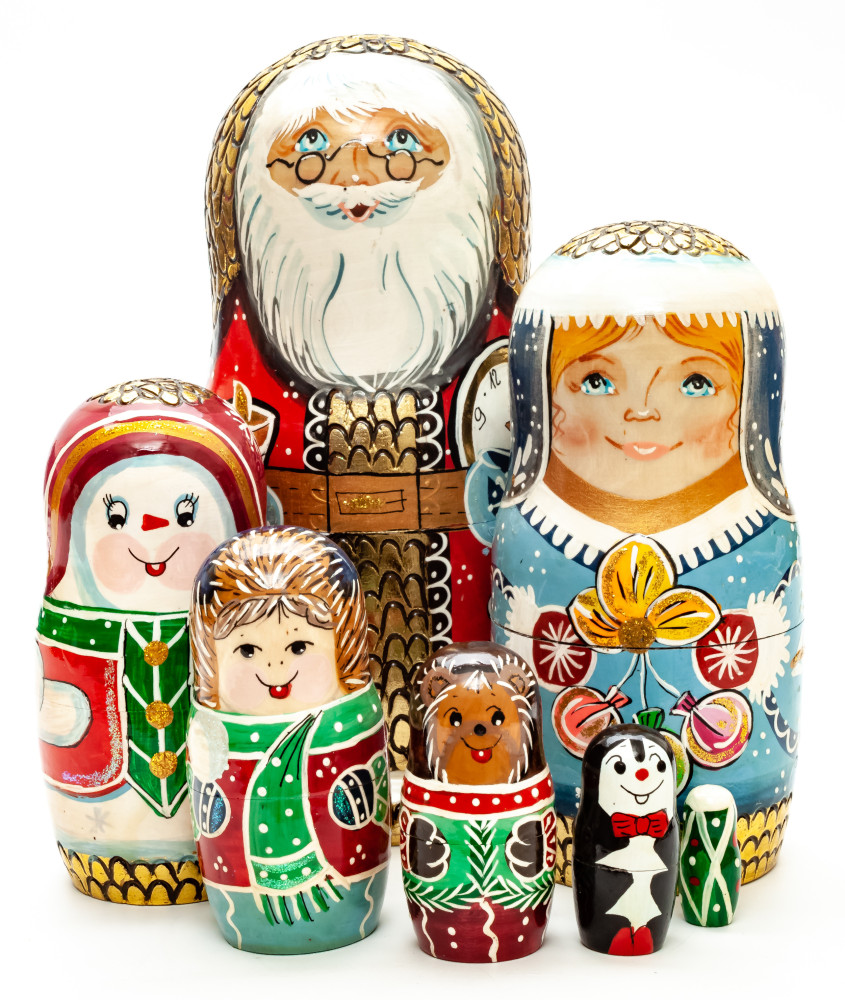 200mm Santa Claus hand painted Matryoshka round Doll 7pcs (by A Studio)