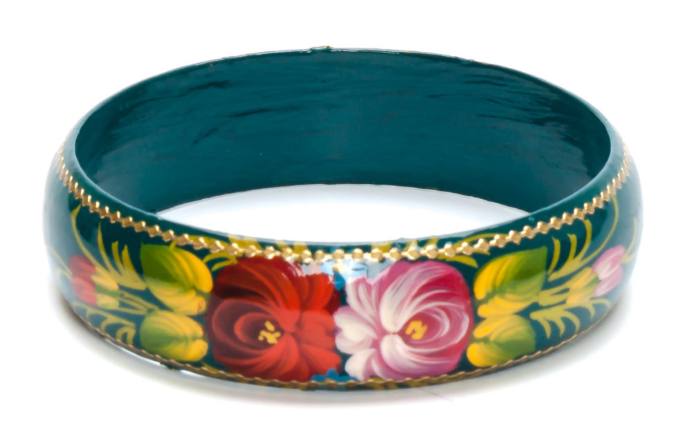 80x20 mm Zhostovo Hand Painted Bracelet (by Lada Workshop)