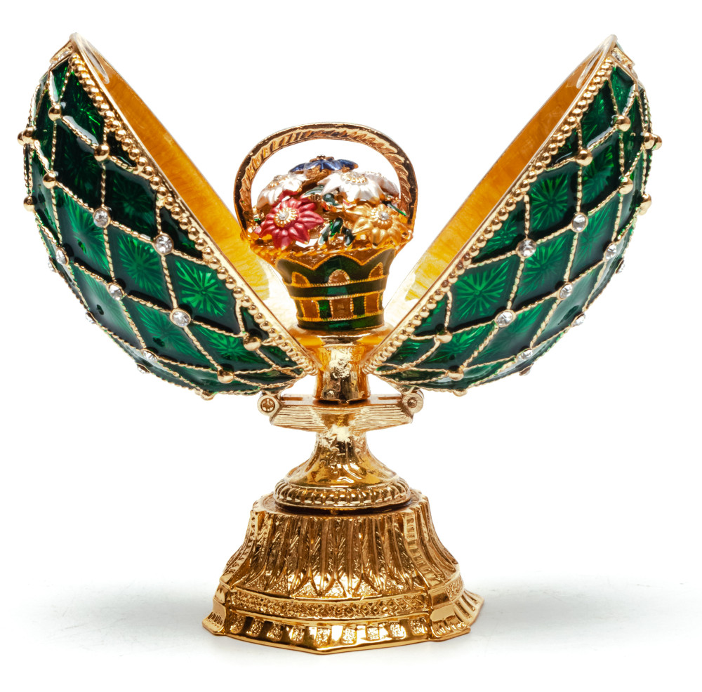 90 mm Green Double Lattice Easter Egg with the Basket