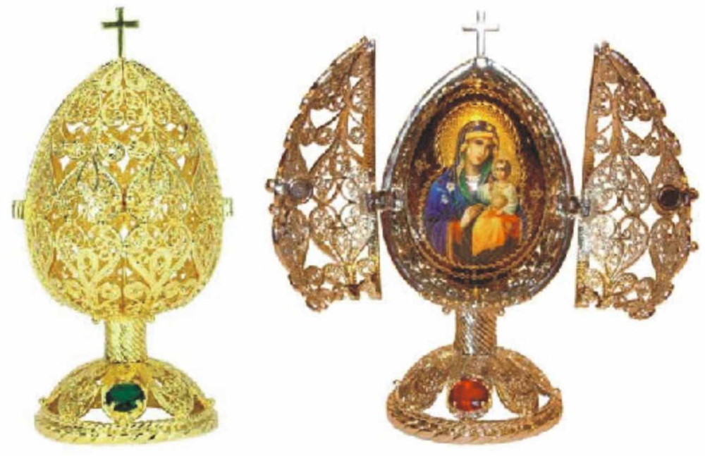 Яйцо пасхальное "Ажурное" среднее с деревянным яйцом, цвет золотой