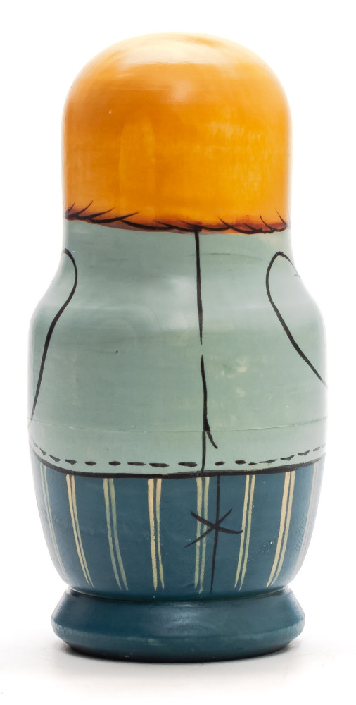  110 mm Father with Newspaper hand painted Traditional Russian Wooden Matryoshka doll 5 pcs (by Igor Malyutin)